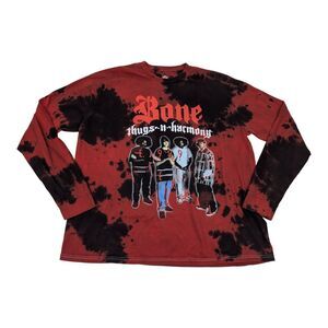 Harmony House Bone Thugs N Harmony Long Sleeves Tie Dye T Shirt Men L Red/Black